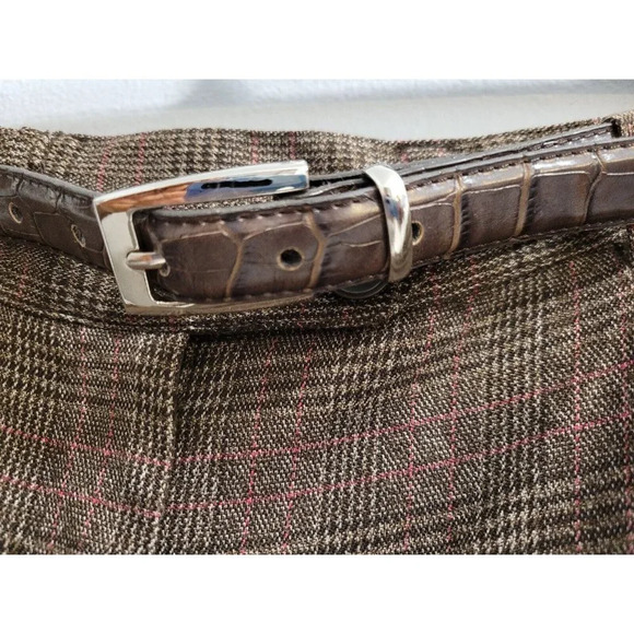 Covington Petite Stretch Womens 12P Trouser Dress Pants Brown & Light Pink - Picture 5 of 10